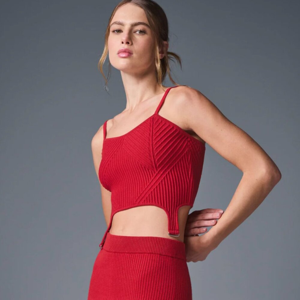 Aloyoga Denim Knit Garter Tank - Red